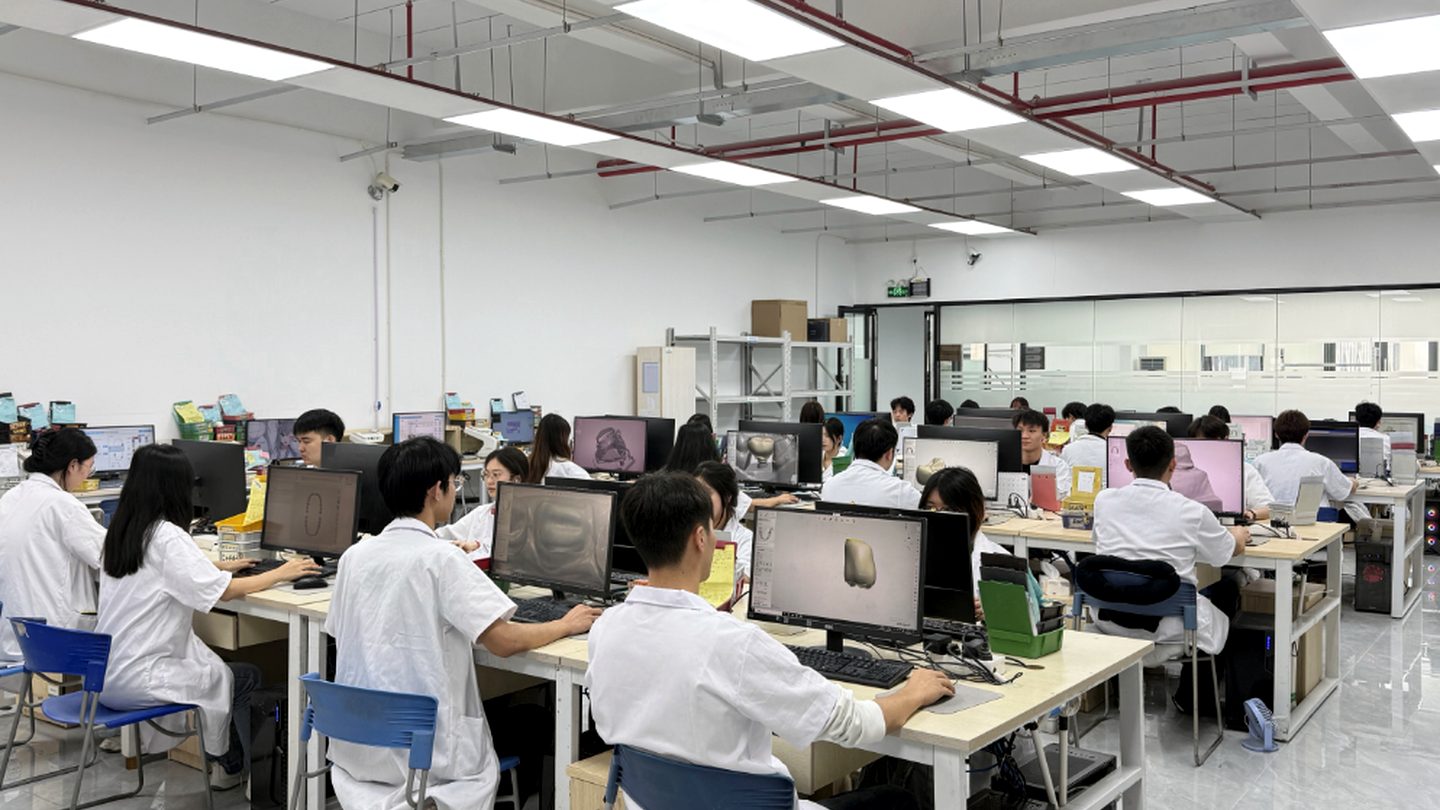 Dental CAD design workstations for lab-to-lab outsourcing coordination.